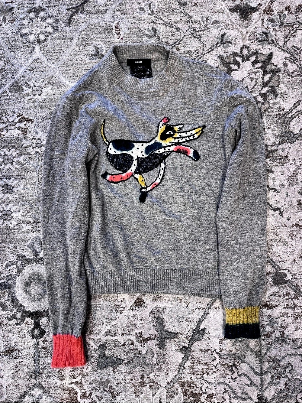 Diesel Gray Graphic Crewneck Alpaca Sweater Like New - Picture 3 of 6